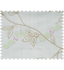 White with beige premium floral embroidery main cotton curtain designs